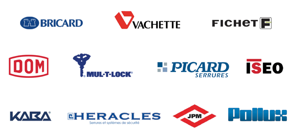 Travail avec les plus grandes marques de serrures